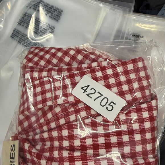 New NoBo Cropped Pants Women S Small Pink Plaid Capri Flat Front High Rise Ryaon - Picture 10 of 10